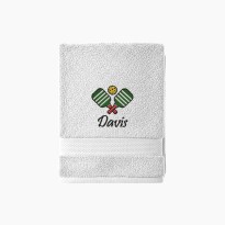 Personalised Embroidered Pickleball Towel – Custom Name Text – Paddle Ball Design – Gift for Pickleball Lovers, Players & Coaches
